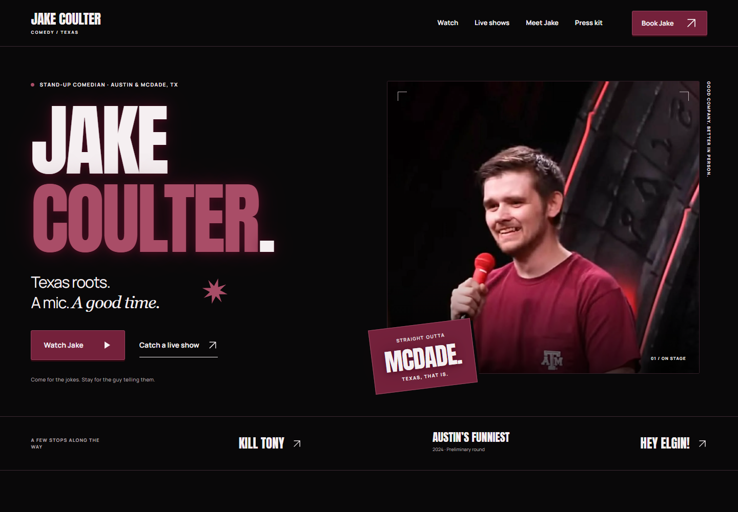 Jake Coulter Comedy website design