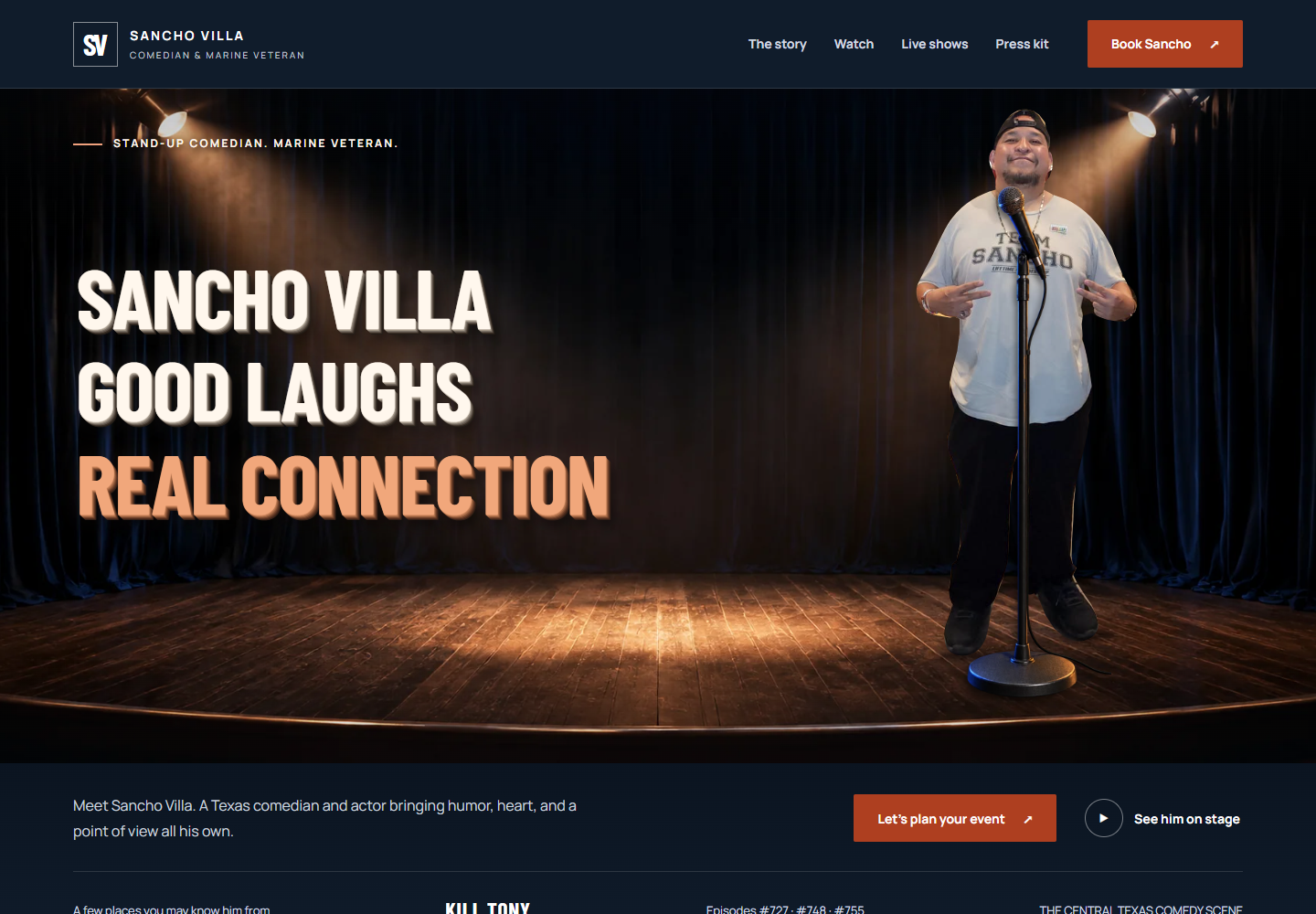 Sancho Villa Comedy website design